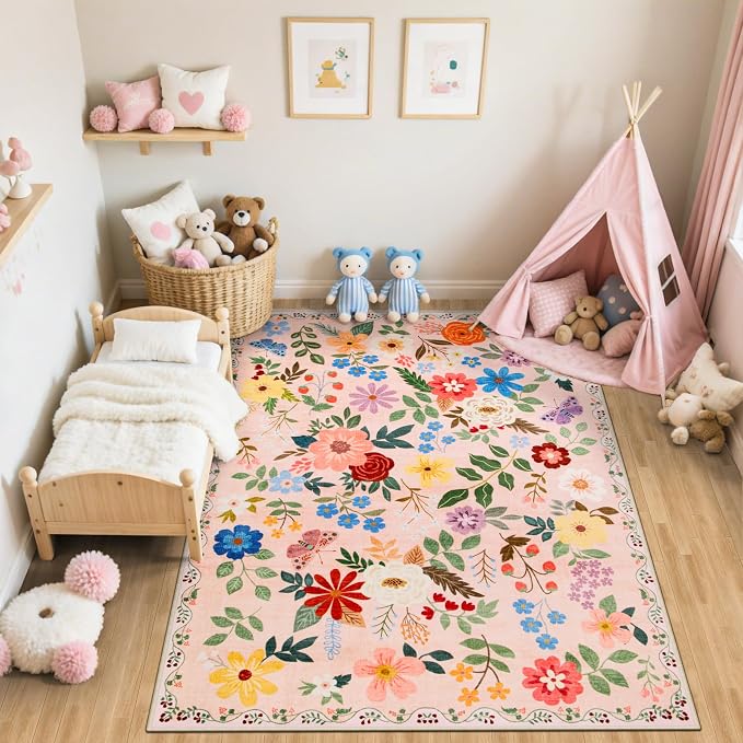 6x9 Area Rugs for Living Room: Floral Washable Rug Vintage Large Soft Boho - Image 5