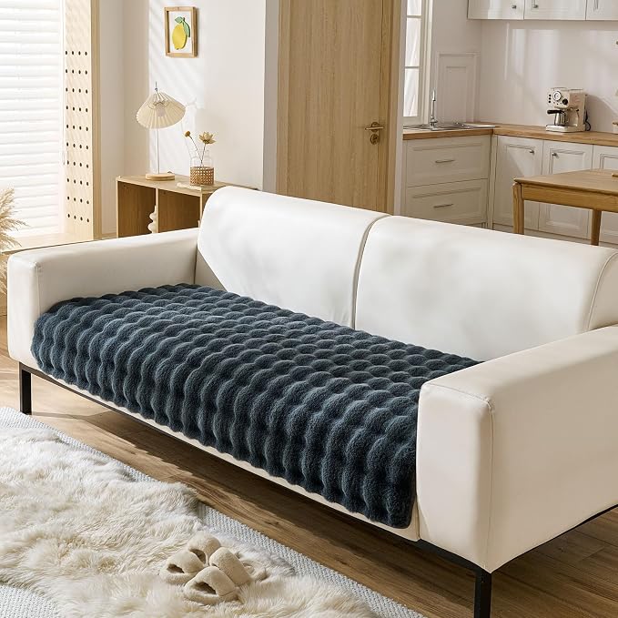 Faux Fur Couch Cover Fuzzy Soft Plush Thick Bubble Sofa Cover Luxury Sectional by Huierxun
