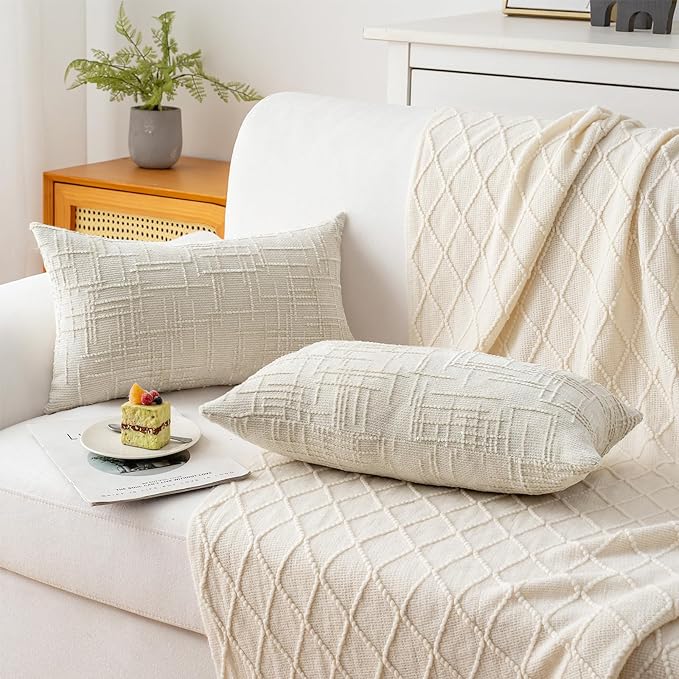 Decorative Throw Pillow Covers 12x20 Inch Set of 2, Soft Solid Farmhouse - Image 6