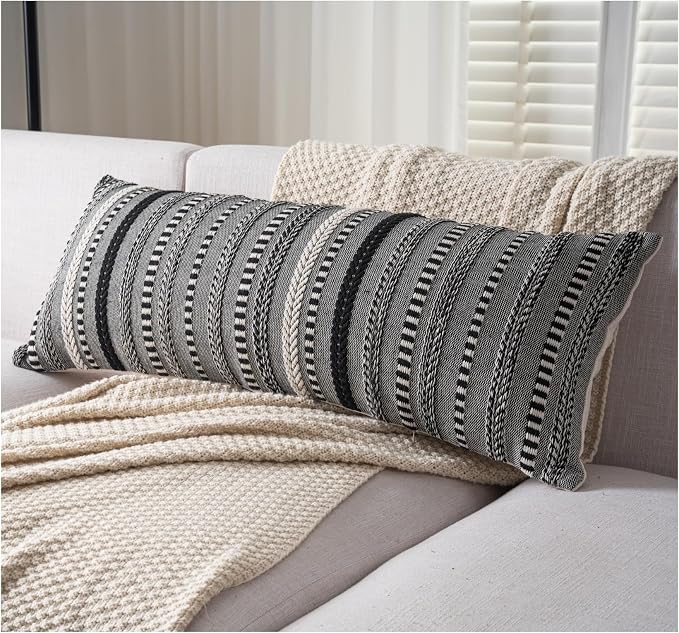 Boho Lumbar Pillow Covers 14x36 Long, Farmhouse Decorative Couch Pillow Cases by Cethom