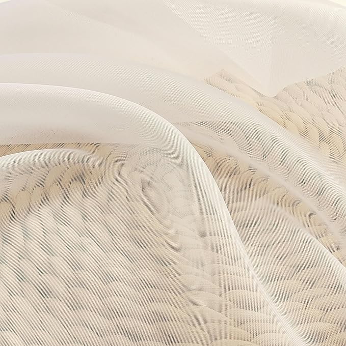 OVZME Cream Sheer Curtains 84 Inches Long 2 Panels - Image 6