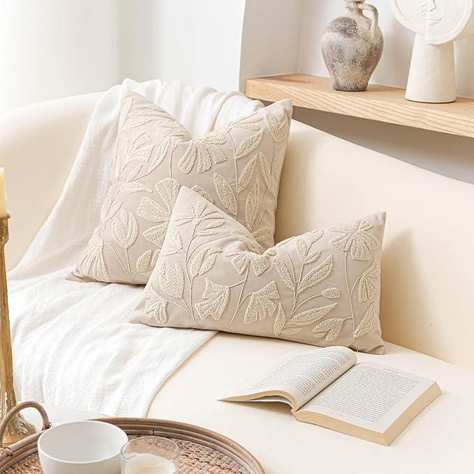 BlissBlush Light Beige Velvet Decorative Throw Pillow Cover 20X20, Neutral - Image 3