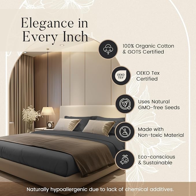 Organic Cotton Sheets Queen Sheet Set Deep Pocket, 100% Cotton Bed Sheets Queen - Image 7