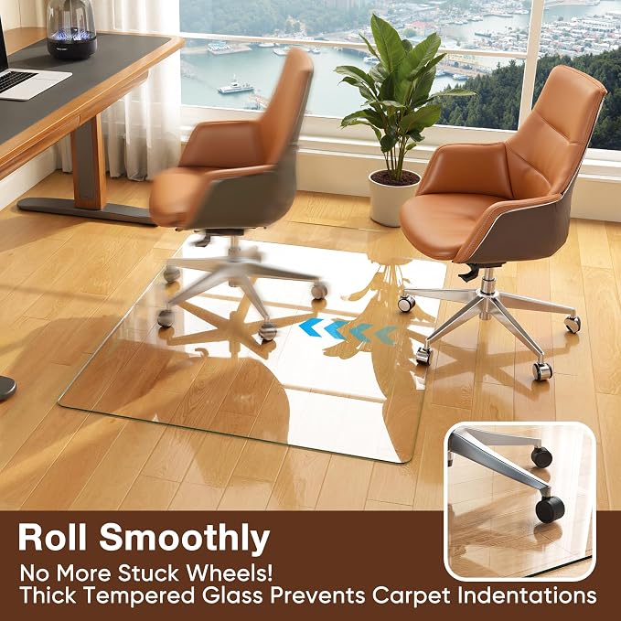 Antok Tempered Glass Chair Mat, Heavy Duty 0.2" Desk Chair Mat - Image 4