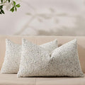 Decorative Couch Throw Pillow Covers 12x20 Set of 2 Cream Gray Striped Soft by Allorry