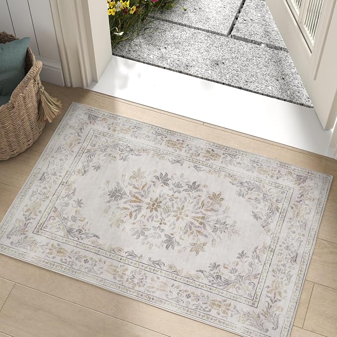 jinchan Floral 2x3 Rug for Entryway by JINCHAN