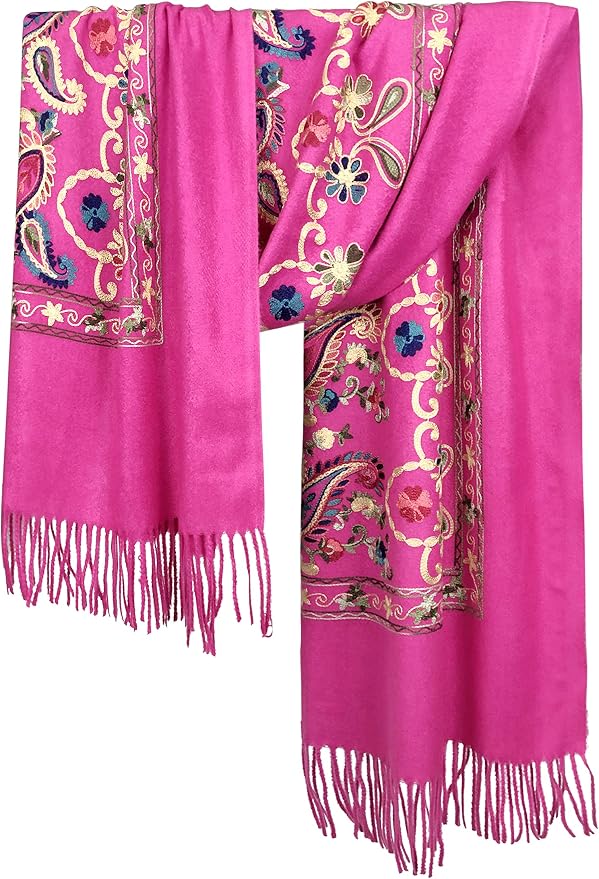 Urban CoCo Women's Embroidered Tassel Long Shawl Oversize Scarf Wraps - Image 3