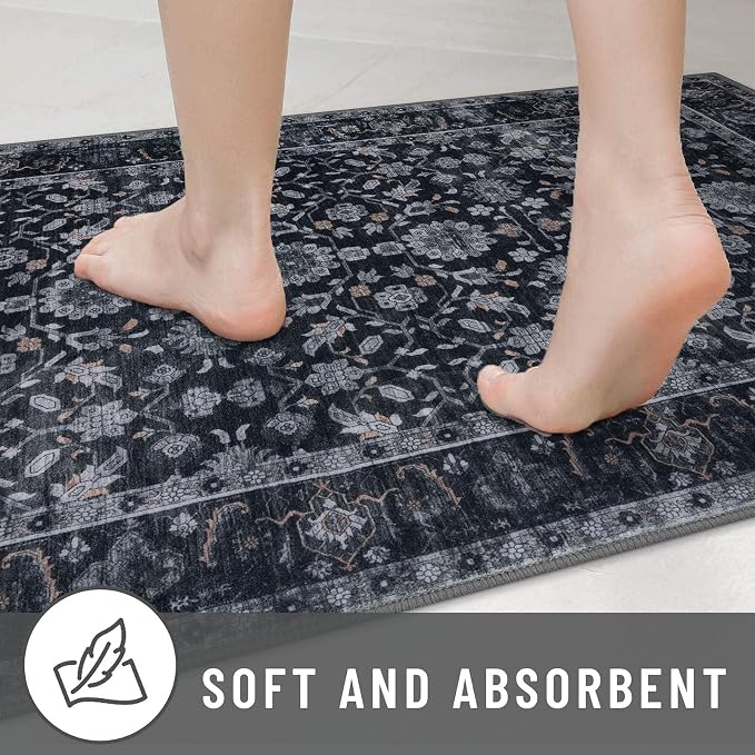 KUTA Vintage Floral Entryway Rug 2x3, Kitchen Rugs Non-Slip Washable Throw Rug - Image 7