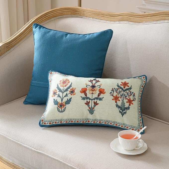 ISAENNE Design Lumbar Linen Throw Pillow Covers 12"x20" Pack of 2, Living Room - Image 6