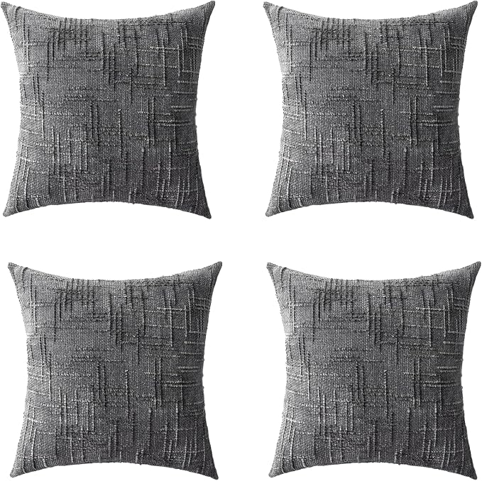 Decorative Throw Pillow Covers 20x20 Inch Set of 4, Soft Solid Farmhouse by ZSkogur