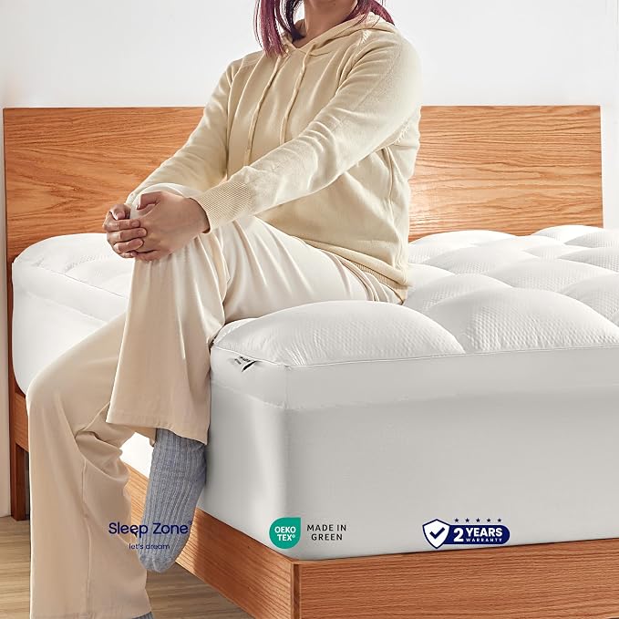 SLEEP ZONE Mattress Topper Twin Size, Extra Thick Fitted Mattress Pad - Image 6
