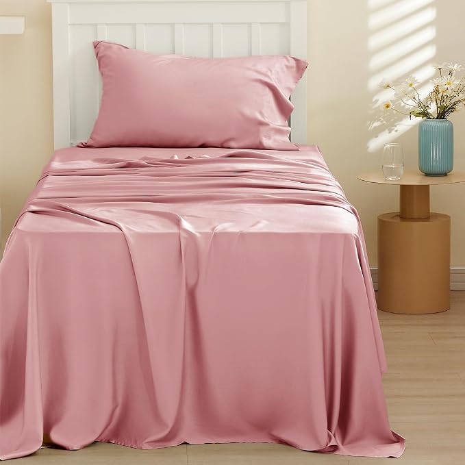 Bedsure Cooling Sheets Twin, Rayon Derived from Bamboo, Breathable & Soft Twin - Image 2
