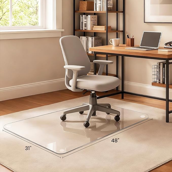 Tempered Glass Chair Mat, 1/5" Thick Clear Floor Mat - Image 2