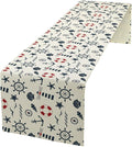 Nautical Lighthouse Table Runner, Anchors Waves and Organism Life Buoy Compass by Unknown