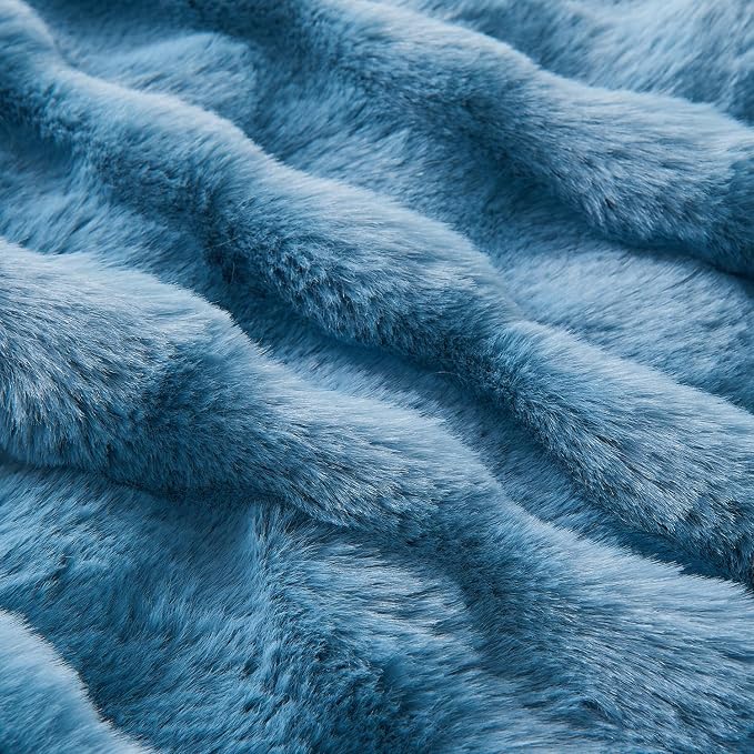 Lotus Karen Faux Fur Throw Blanket Sky Blue - Image 5