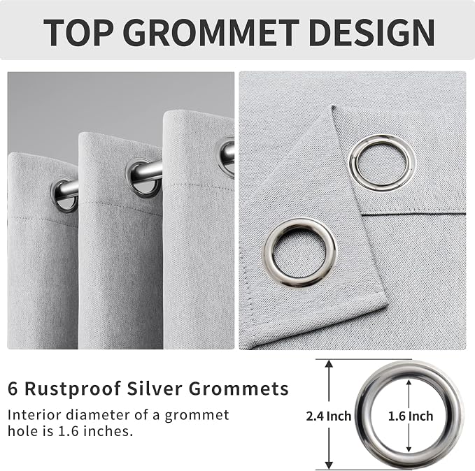 Easy-Going Linen Look Blackout Curtain Grommet Window Curtain Drapes - Image 3