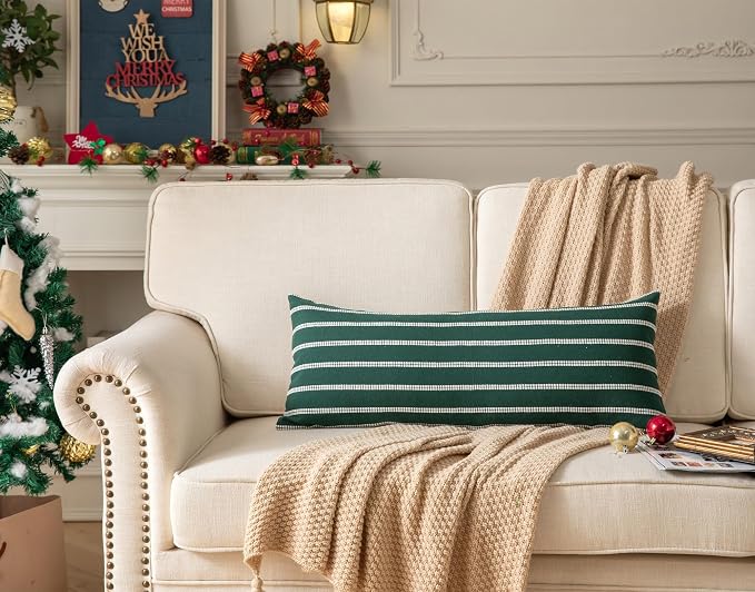 Boho Lumbar Throw Pillow Cover 14X36 Long Soft Farmhouse Decorative Couch - Image 4