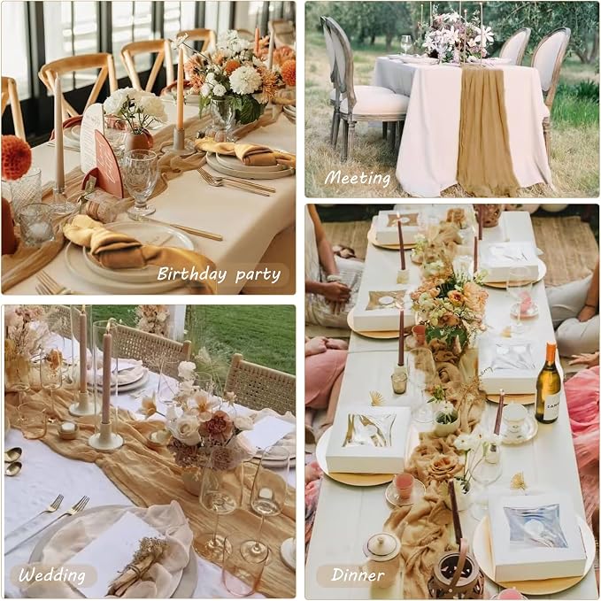 12 Pack 10Ft Cheesecloth Table Runner 35x120 Inch Boho Gauze Table Runner - Image 6