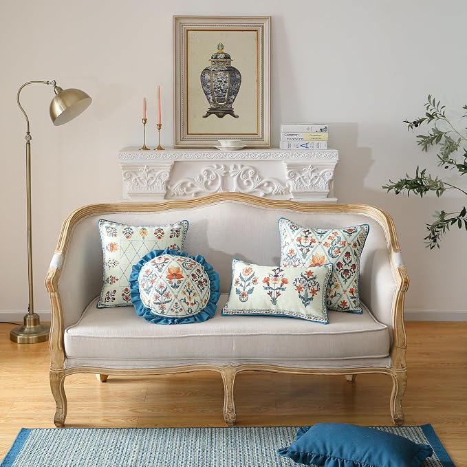 ISAENNE Design Square Linen Throw Pillow Covers 18"x18" Pack of 2, Living Room - Image 3