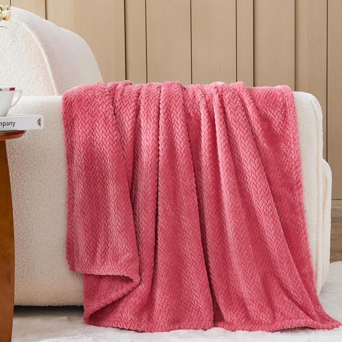 NEWCOSPLAY Super Soft Queen Blanket Coral Pink Premium Silky Flannel Fleece - Image 8