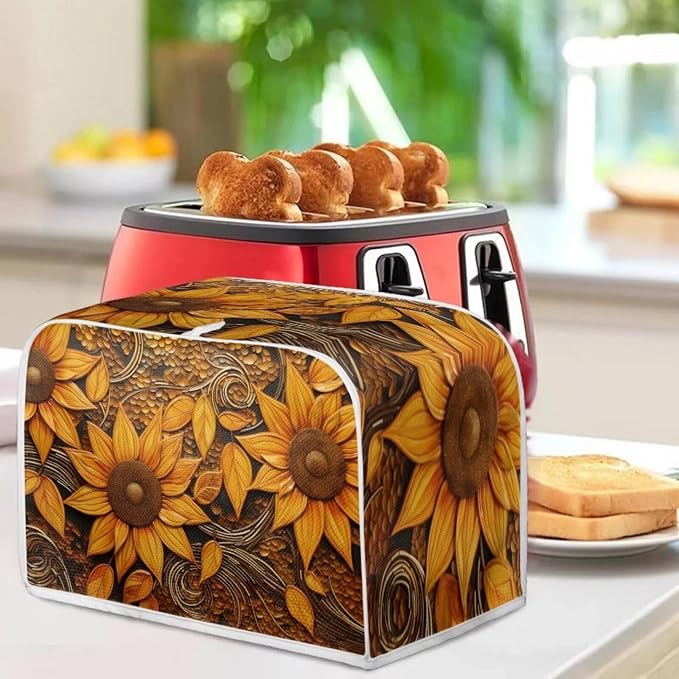 Vintage Sunflowers Printed Toaster Cover, Universal 4 Slice Oven Cover - Image 4