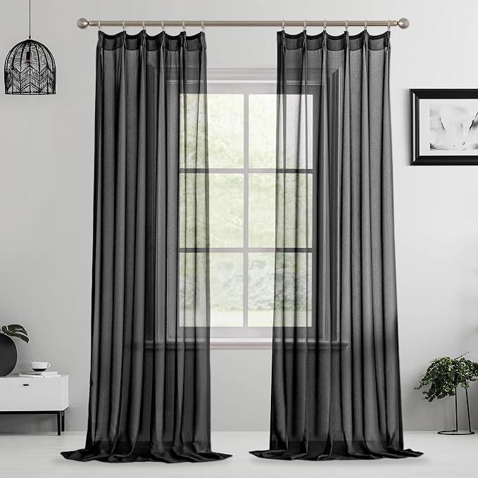 MAIHER Pinch Pleat Sheer Curtains 102 Inch Length - Image 9