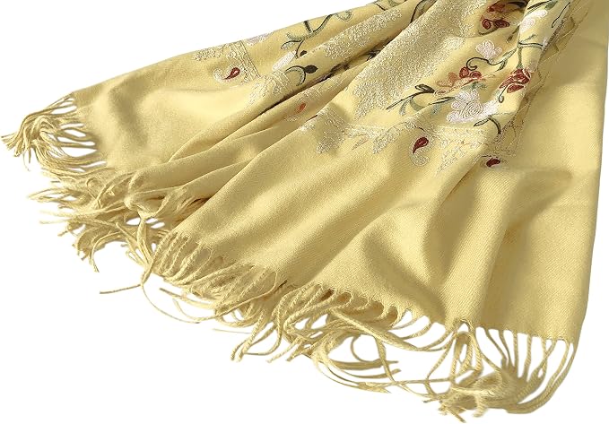 Urban CoCo Women's Embroidered Tassel Long Shawl Oversize Scarf Wraps - Image 3