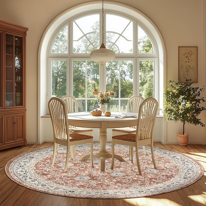 jinchan Round Rug 8ft Washable Circle Soft Rug - Image 2
