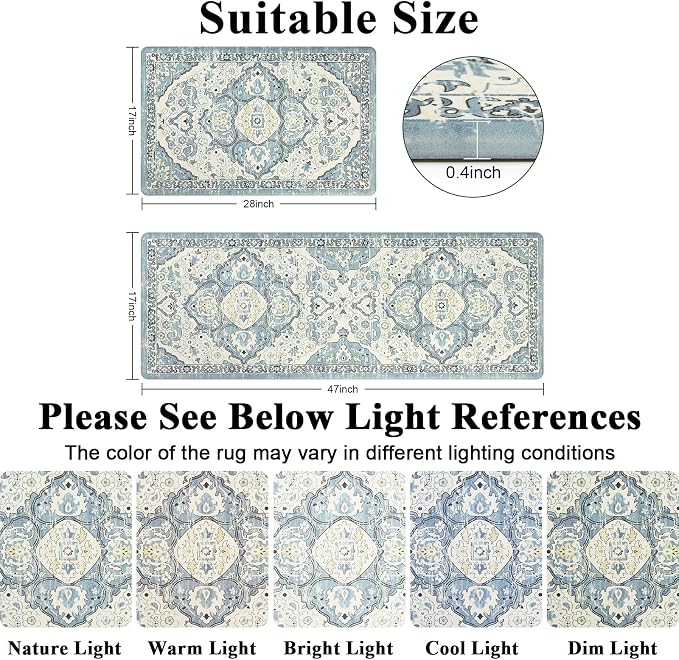 Ileading Anti Fatigue Kitchen Rugs Sets of 2 Cushioned Kitchen Mats - Image 3