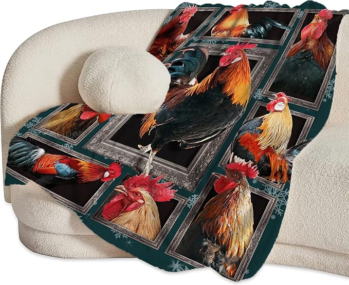 Rooster Chicken Throw Blanket, 100% Polyester Microfiber, Wrinkle Resistant - Image 6