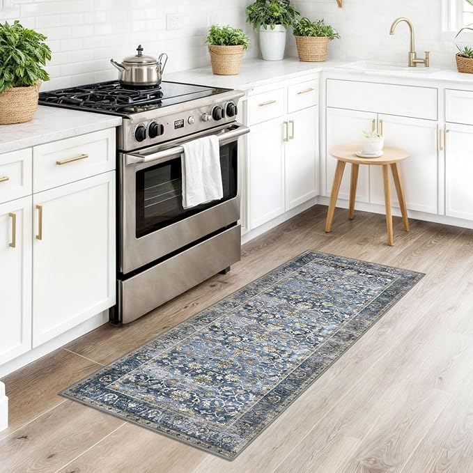 KUTA Runners for Hallways 2x5 ft, Vintage Floral Rug Non-Slip Washable Kitchen - Image 2