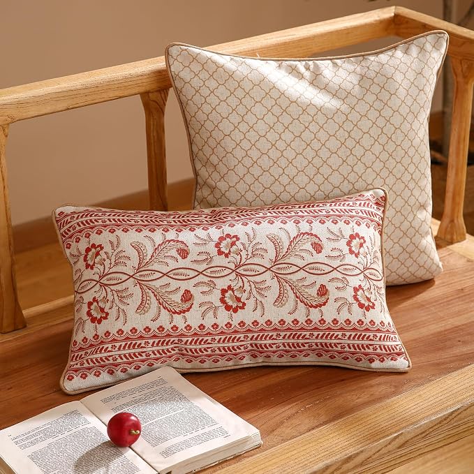 ISAENNE Design Euro Linen Rectangle Throw Pillow Covers 12"x20" Pack of 2 - Image 2