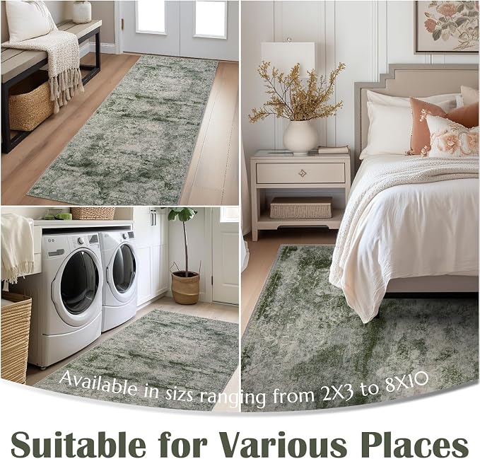 jinchan Green Runner Rug 2x5 - Image 3