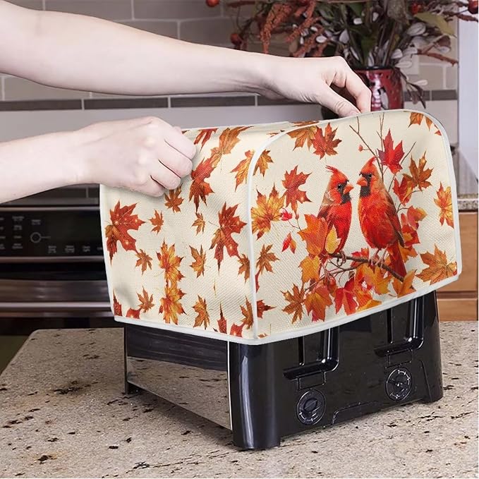 Cardinal Printed 4 Slice Kitchen Machine Covers, Maple Leaves Print Toaster - Image 2