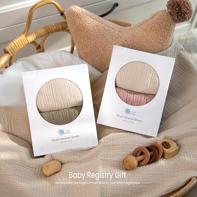 lulumoon Baby Muslin Bassinet Sheets: Snuggly Soft Cotton Sheets - Image 7