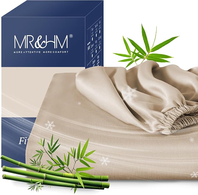 MR&HM Twin XL Fitted Sheet Only, Ultra-Soft Rayon Derived from Bamboo & by MRHM