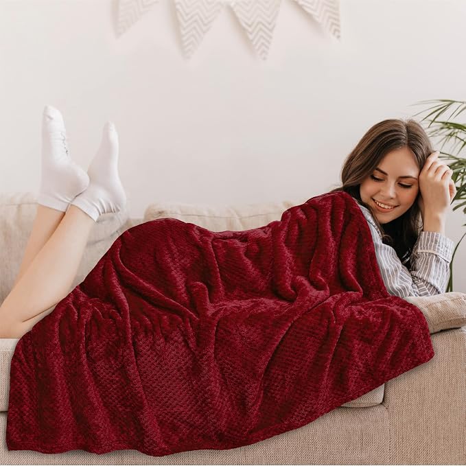 PAVILIA Maroon Red Throw Blanket - Image 9