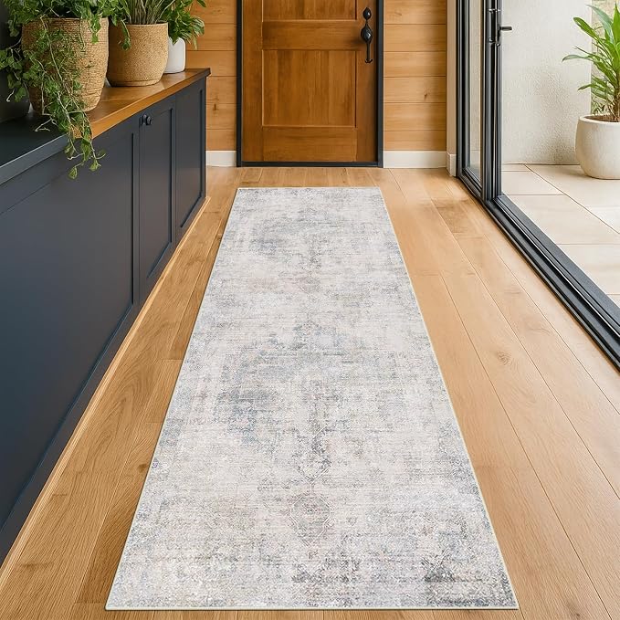 Light Blue 2'6''x8' Wide Hallway Runner Rug by HazoHaus