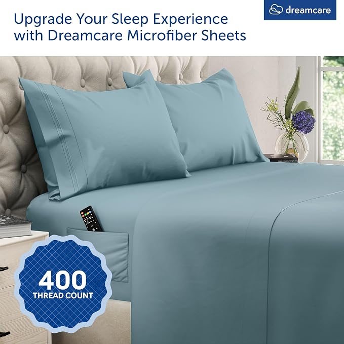 DREAMCARE Queen Sheet Set – 4 pcs Cooling Sheets – up to 21” Extra Deep Pocket - Image 2