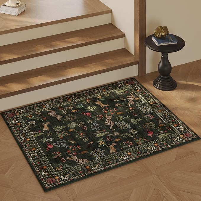 Rugcomf Door Mat Indoor Entrance 2x3 Rug Machine Washable Boho Floral Animal - Image 3