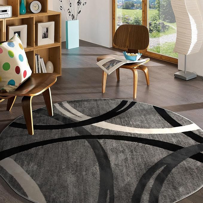 Rugshop Wavy Circles Design Round Rug, Carpet - Image 8