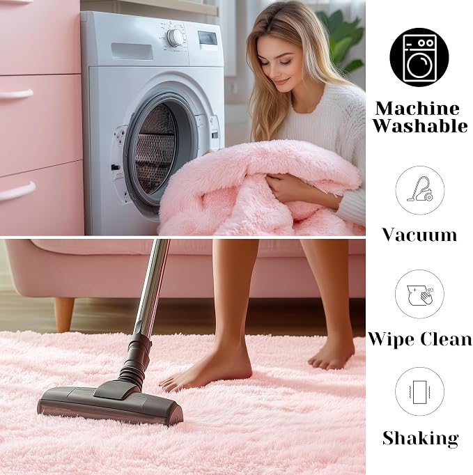 ONASAR Pink Rugs for Bedroom Girls, Fluffy 4x6 Soft Plush Fuzzy Shaggy Kids - Image 6