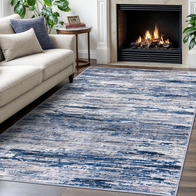 4x6 Modern Abstract Rug for Farmhouse, Low-Pile Indoor Door Area Rugs for - Image 2