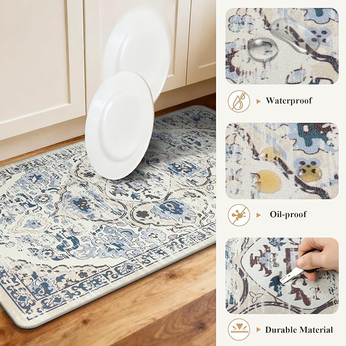 Ileading Anti Fatigue Kitchen Rugs Sets of 2 Cushioned Kitchen Mats - Image 3