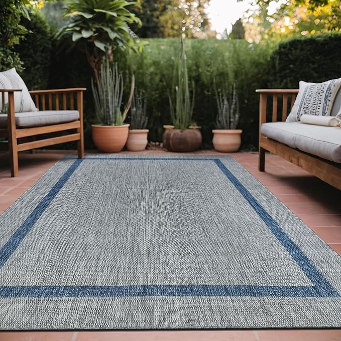 Bordered Outdoor Rug 9x12 Washable Outside Carpet by Unknown