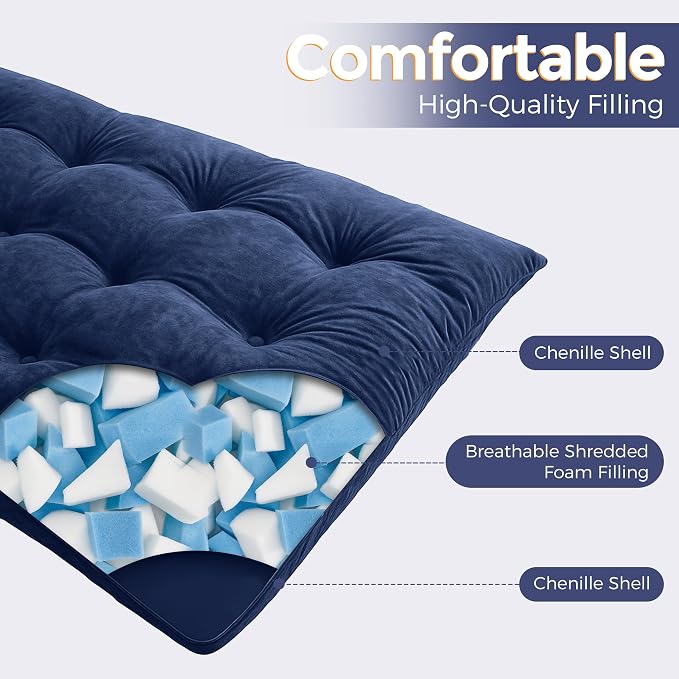 MAXYOYO Japanese Floor Mattress Full Size, Thick Chenille Tatami Mat Sleeping - Image 6