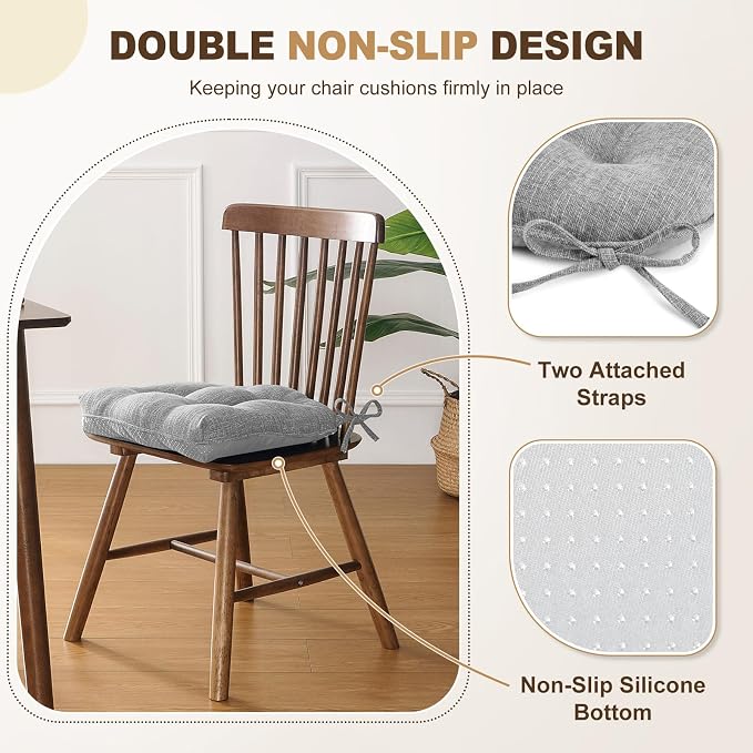 downluxe Indoor Chair Cushions for Dining Chairs, Tufted Overstuffed Textured - Image 4