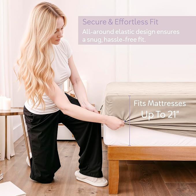 Hearth & Harbor 2 Pack California King Size Quilted Fitted Mattress Pad Cover - Image 4
