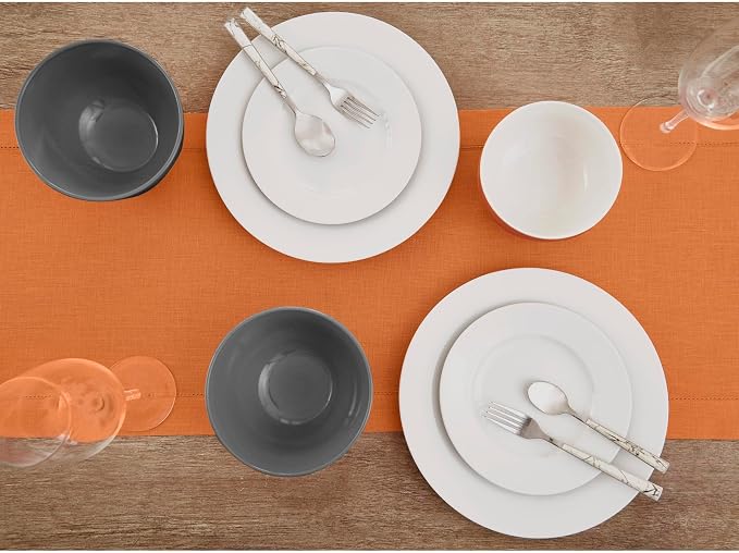 Solino Home Linen Pumpkin Hemstitch Table Runner 60 Inches - Image 3