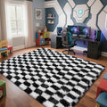 Checkered Rug for Bedroom, 5x8 Black and White Area Rugs, Classic Checkered by Yongyangjuxi